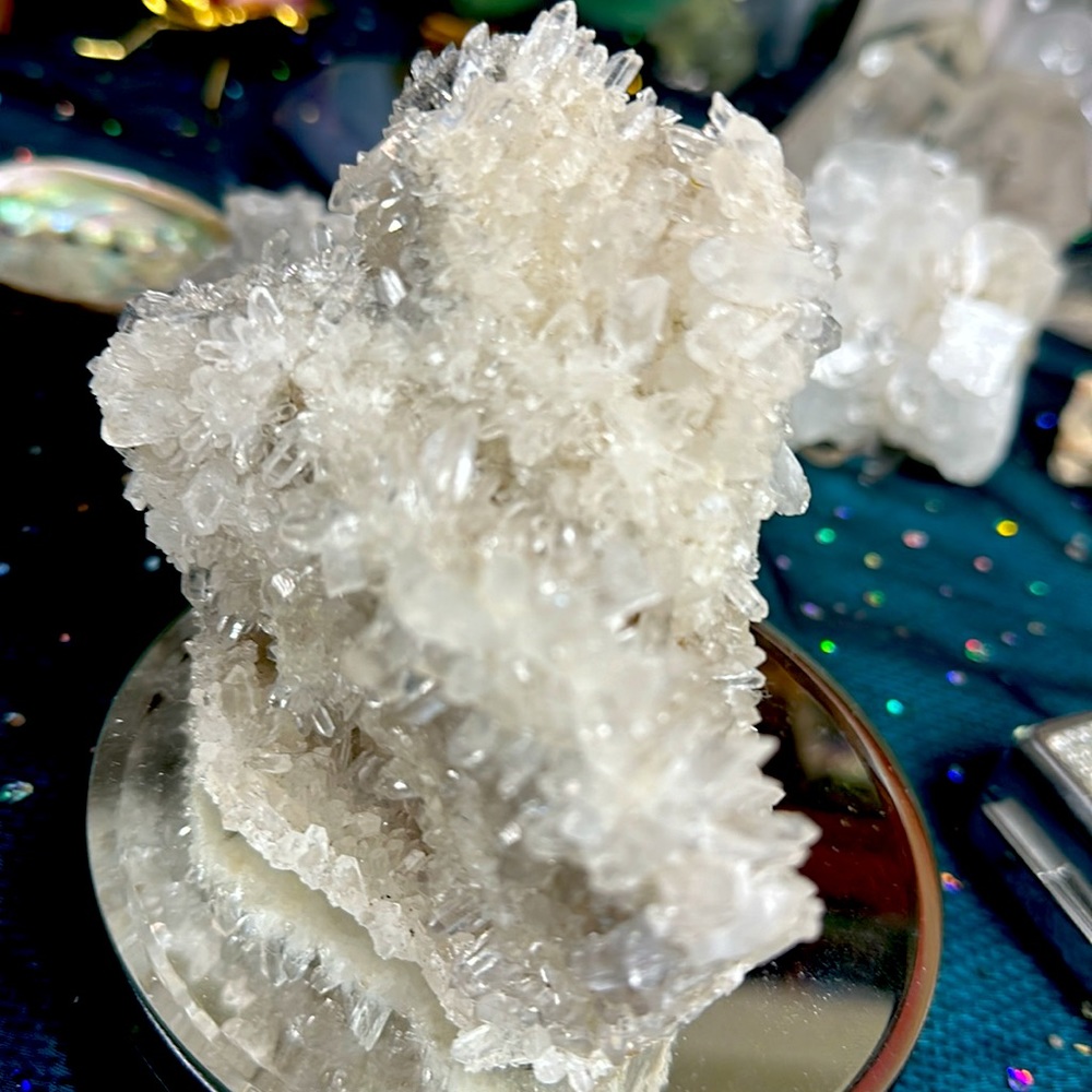 An enchanting, flower  quartz cluster extremely transparent crystals
